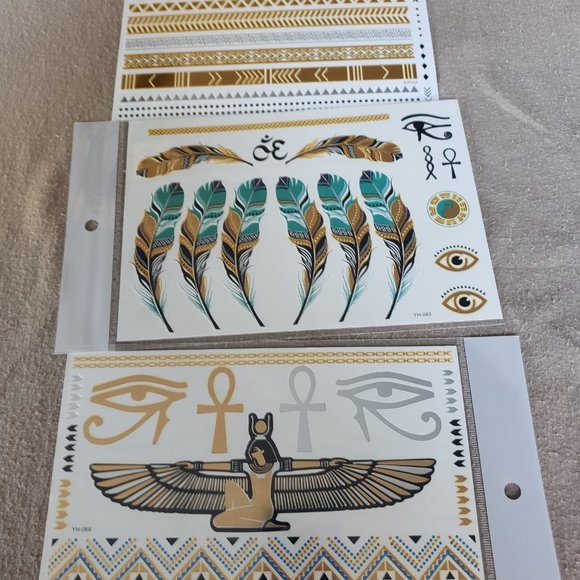 3 sheets Golden Silver Temporary Tattoo - Picture 2 of 15